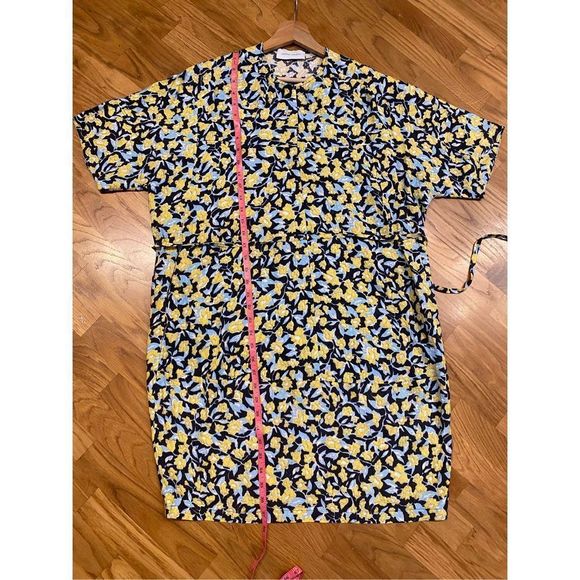 Christian Wijnants Blue and Yellow Floral Belted Dress Size Small, MSRP $725 - Picture 10 of 16